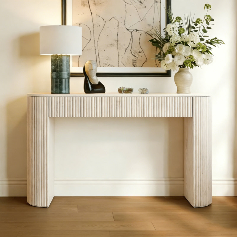 Console rétro avec tiroirs Retro, H 29,92 po x l 55,12 po x P 11,81 po, Beige