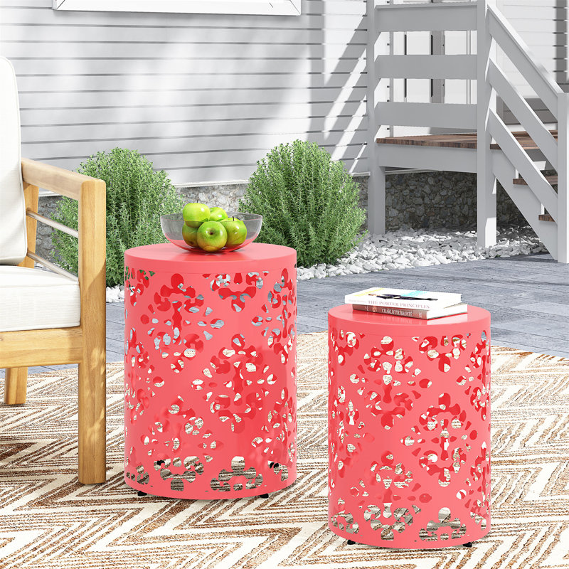 Metal S/2 End Table(Only Including Table), Coral