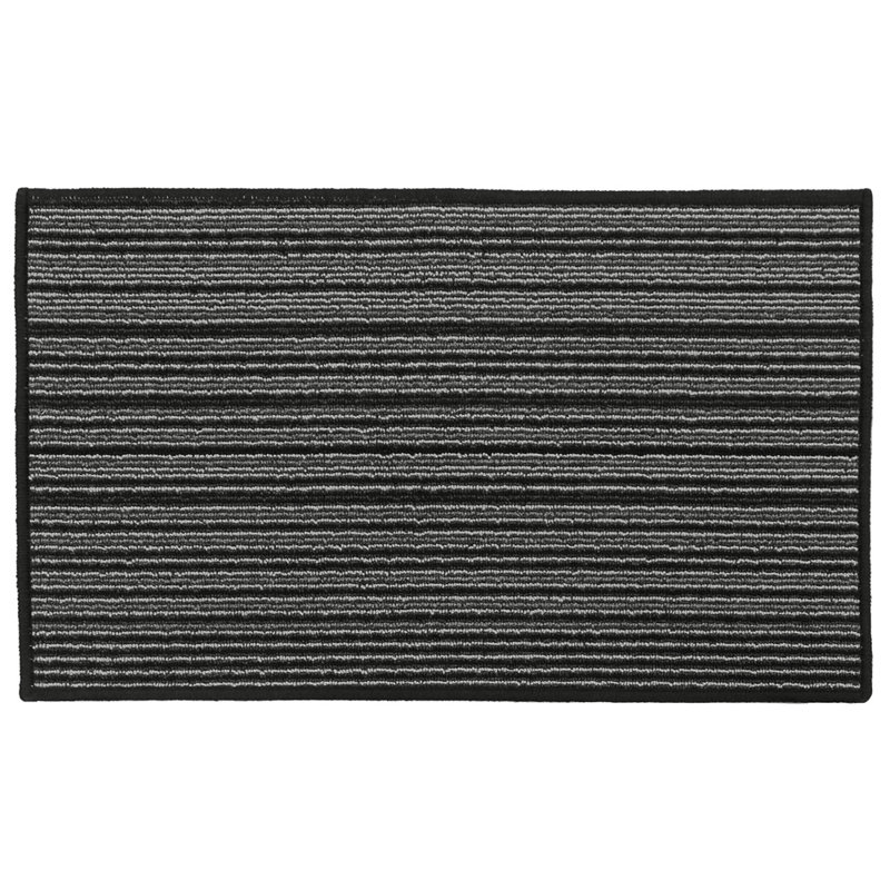 Non-Slip Striped Indoor Doormat, Black, Rectangle W50 x L80 cm