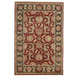 Hand Knotted Wool Oriental Area Rug in Red And Black