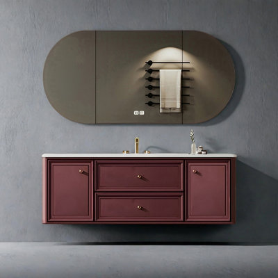 Armoire de salle de bain rétro de style crème français