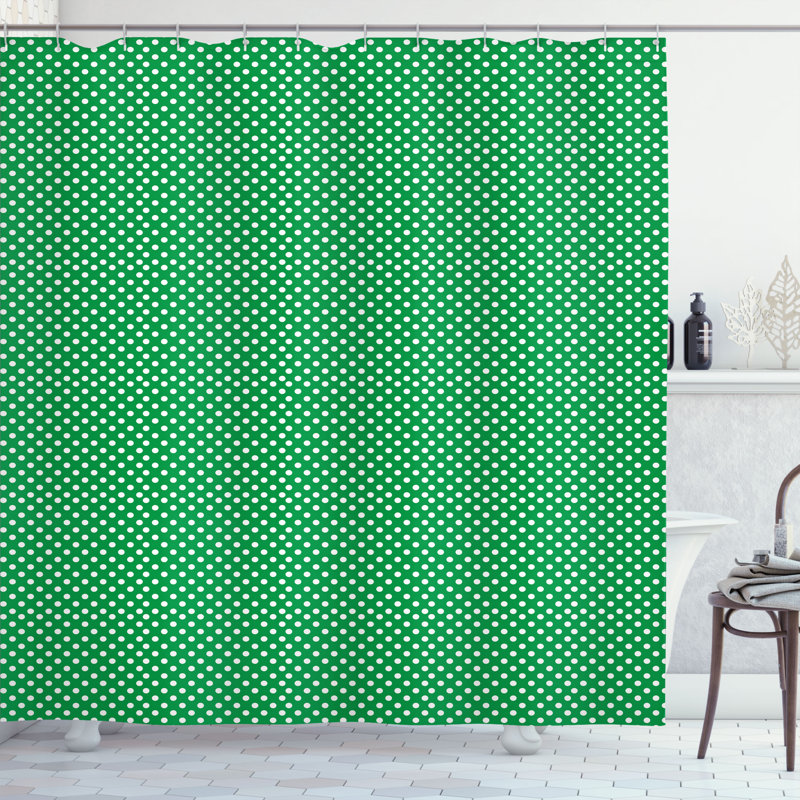 Ensemble de rideau de douche + crochets, H 84 po x l 69 po, Vert et blanc 2