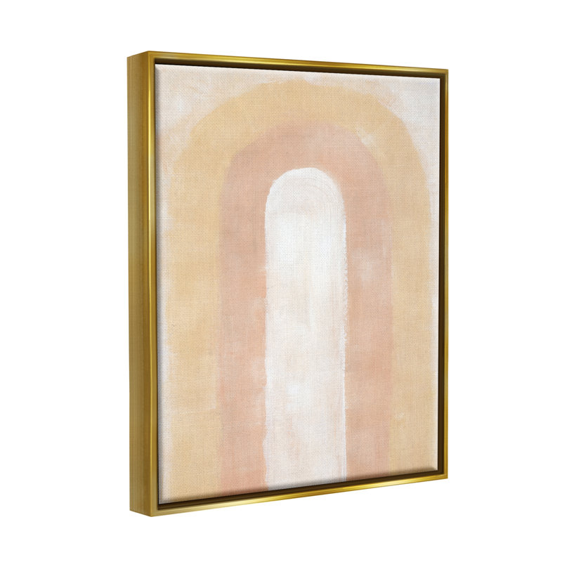 Abstrait arc-en-ciel abstrait encadré sur bois, Cadre flottant métallique doré, H 31 po x l 25 po x P 1,7 po