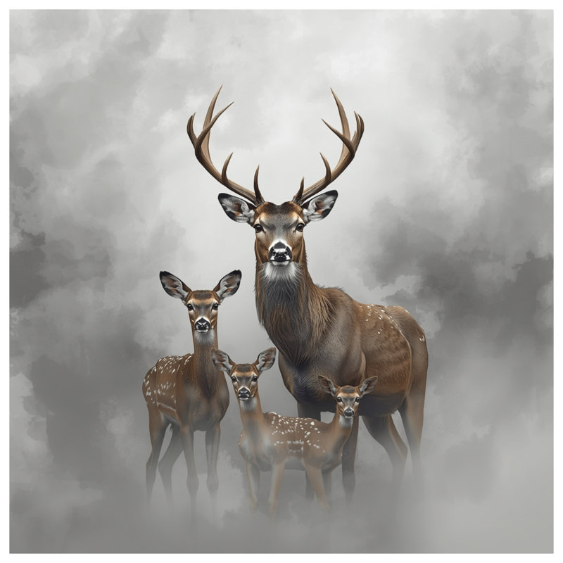Coussins décoratifs Deer Family In Fog, 20 po x 20 po