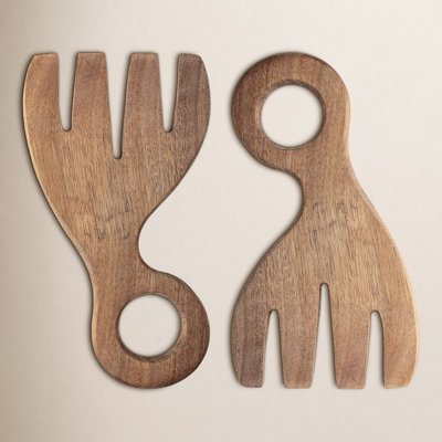 Brown Acacia Wood Salad Servers (Set of 2 Pieces)