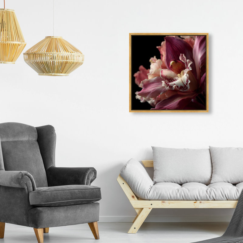 Velvet Labellum Print by Oliver Gal, 21"H x 21"W, Gold Floater Frame
