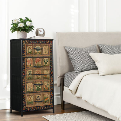 4 Drawer Dresser for Bedroom, Narrow Chest of Drawers, Wooden Top and Study Iron Frame 18"x37.5"-(WxH)