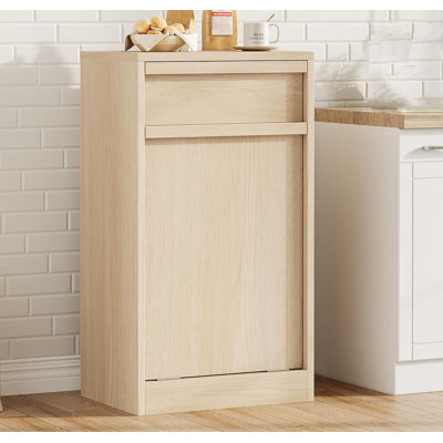 Trash Cabinet Tilt Out, Hidden Trash Cabinet 10 Gallon Pet-proof Trash Bin Holder, Free Standing Garbage Can Cabinet For Kitchen Dining Living Room