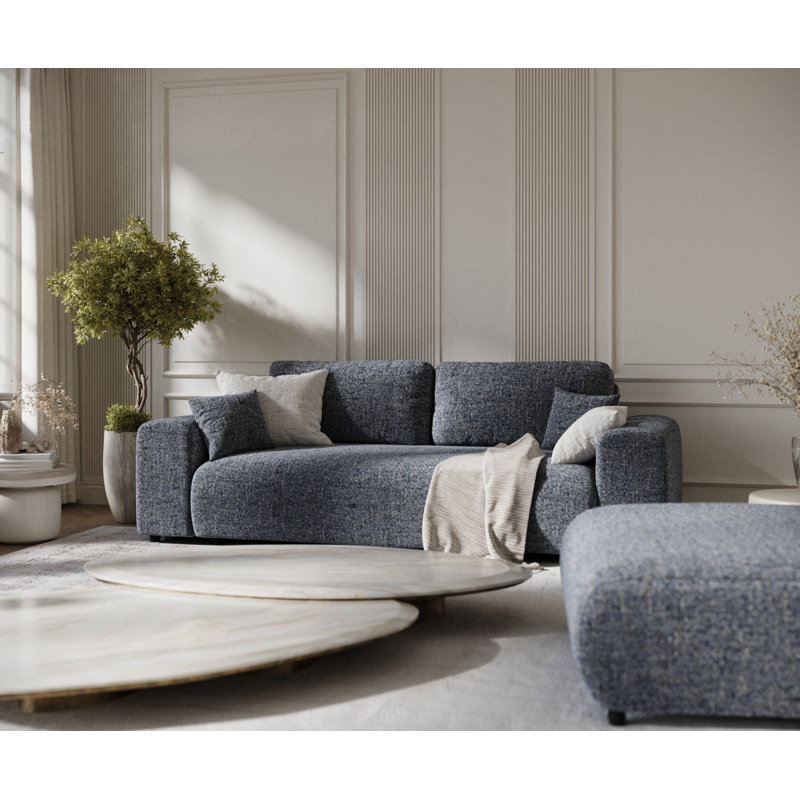 Three-seater square arm sofa, Navy Canvas