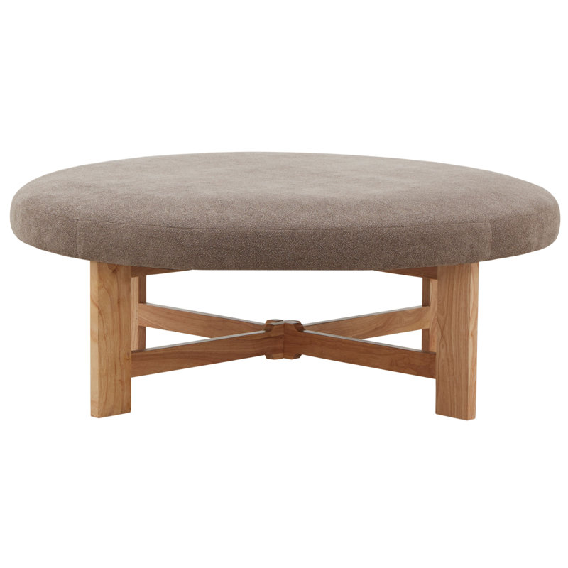 Vinny Round Ottoman, Dark Ivory Boucle