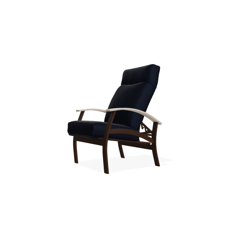 Chaise de patio inclinable avec coussins Askar, Mélange indigo, Désert P60, Kona texturé