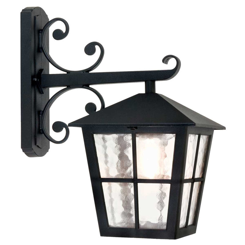 Kaia Black Outdoor Wall Lantern, 40.5 cm H x 21.5 cm W x 33 cm D