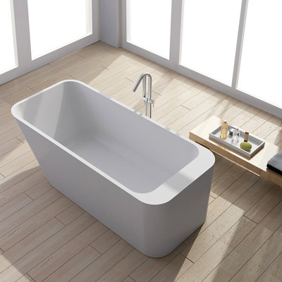 Plaza 67.125'' x 29.875'' Freestanding Soaking Solid Surface Bathtub