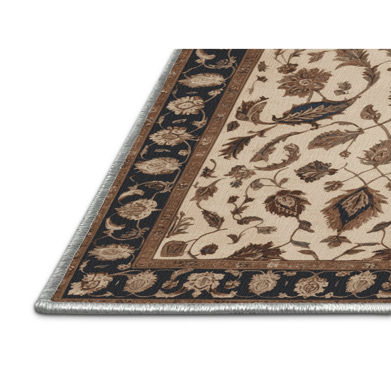 Tapis beige lavable à la machine, Carré 7 pi
