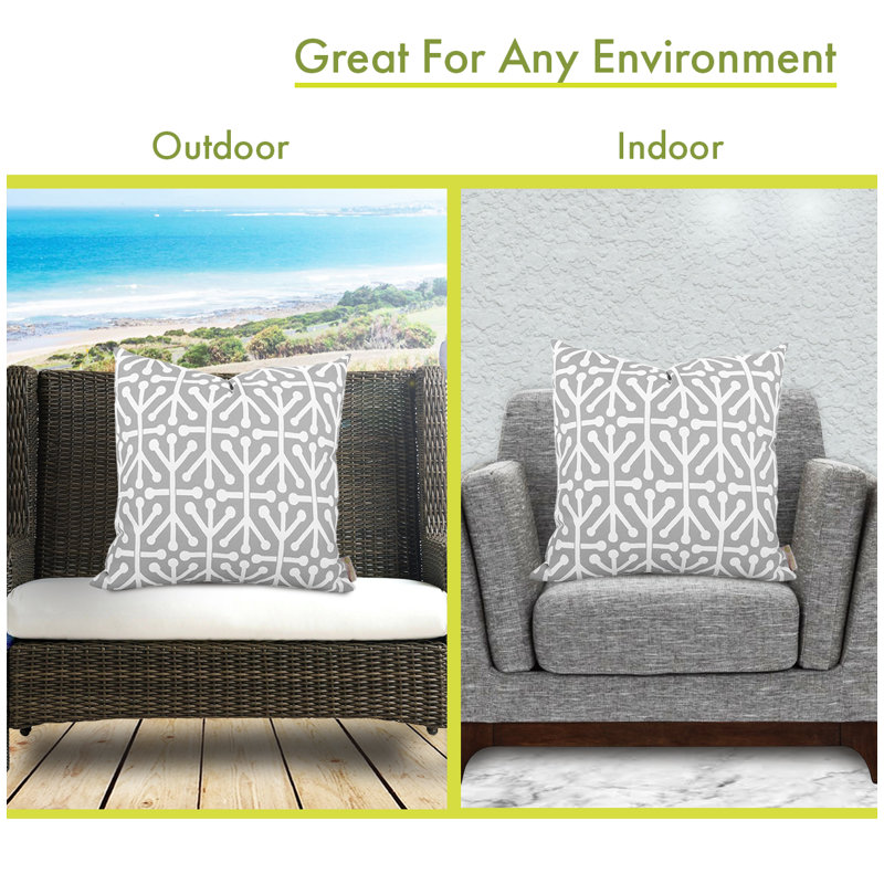 Housse et insert de coussin d'extérieur Aruba, 24 po x 24 po, Gris, Carré