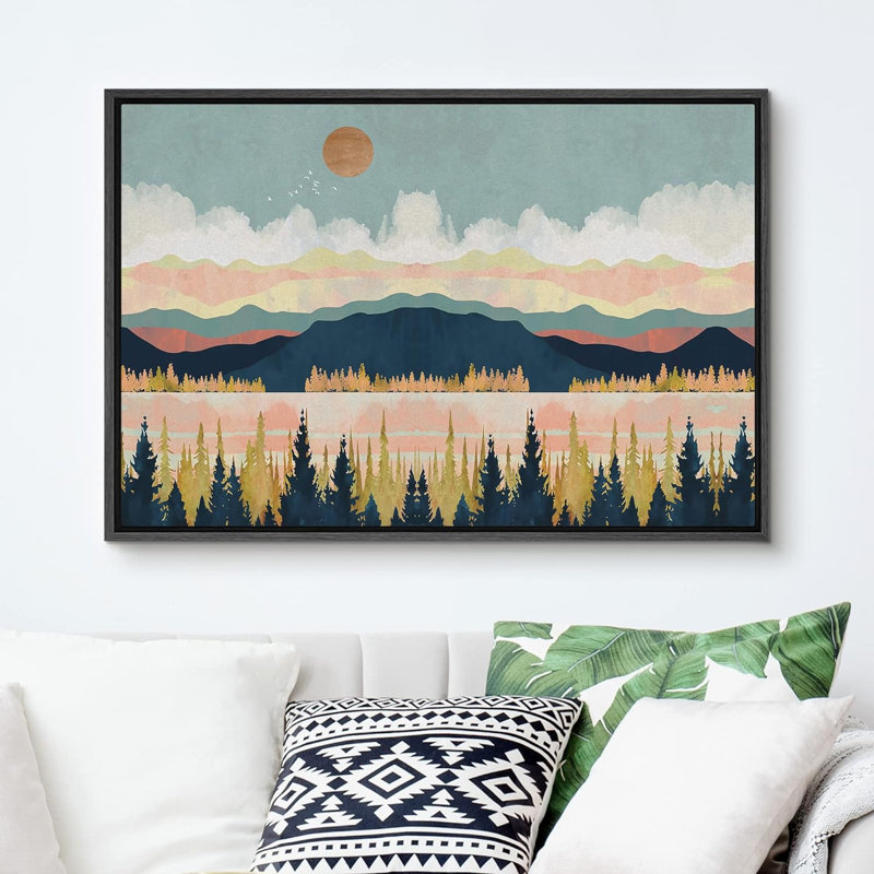 «Abstract Mountain Nature Scenery - Floater Frame», reproduction d'art sur toile, Cadre noir, H 24 po x l 36 po