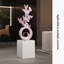 Résine de forme libre mauve + blanc + objet décoratif en bois manufacturé-132392929