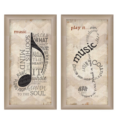«Music Collection», vignette 2 pièces par Marla Rae, reproduction d'art mural, affiche prête à accrocher, cadre beige