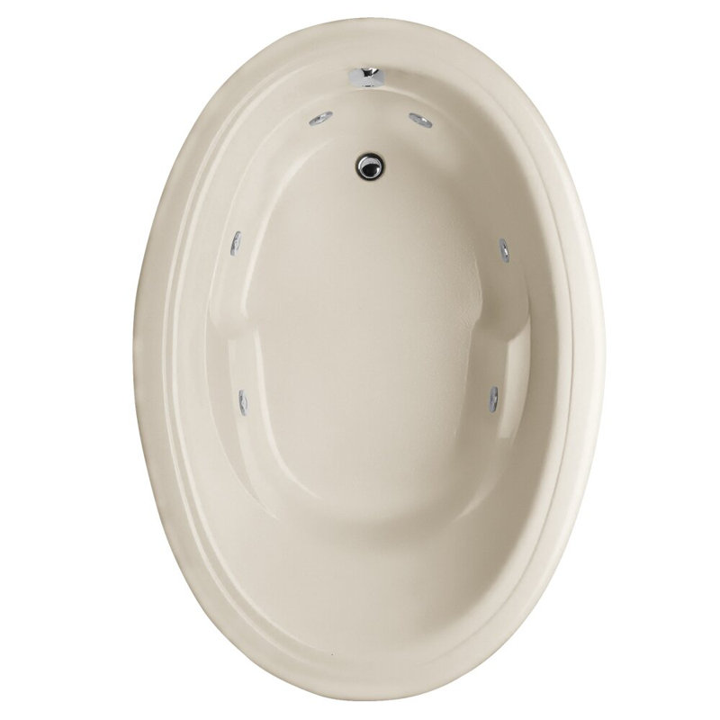 Riley 60'' x 42'' Drop-In Whirlpool Acrylic Bathtub, Biscuit, Satin Chrome
