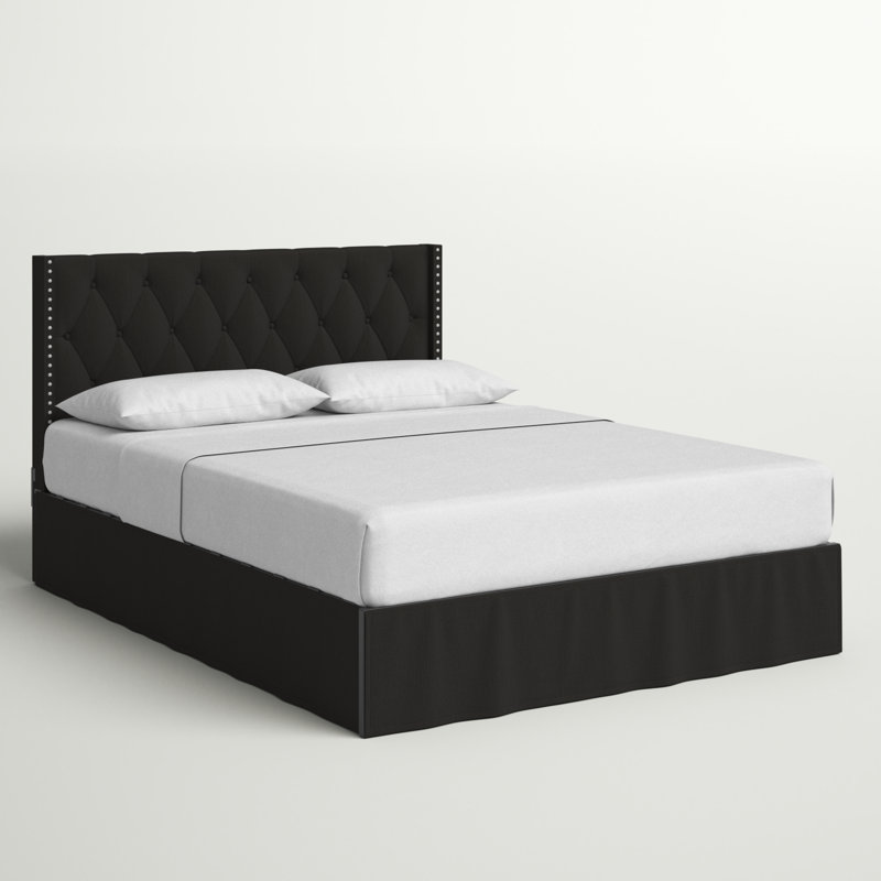 Bellamy Tufted Upholstered Platform Bed, Black, Queen