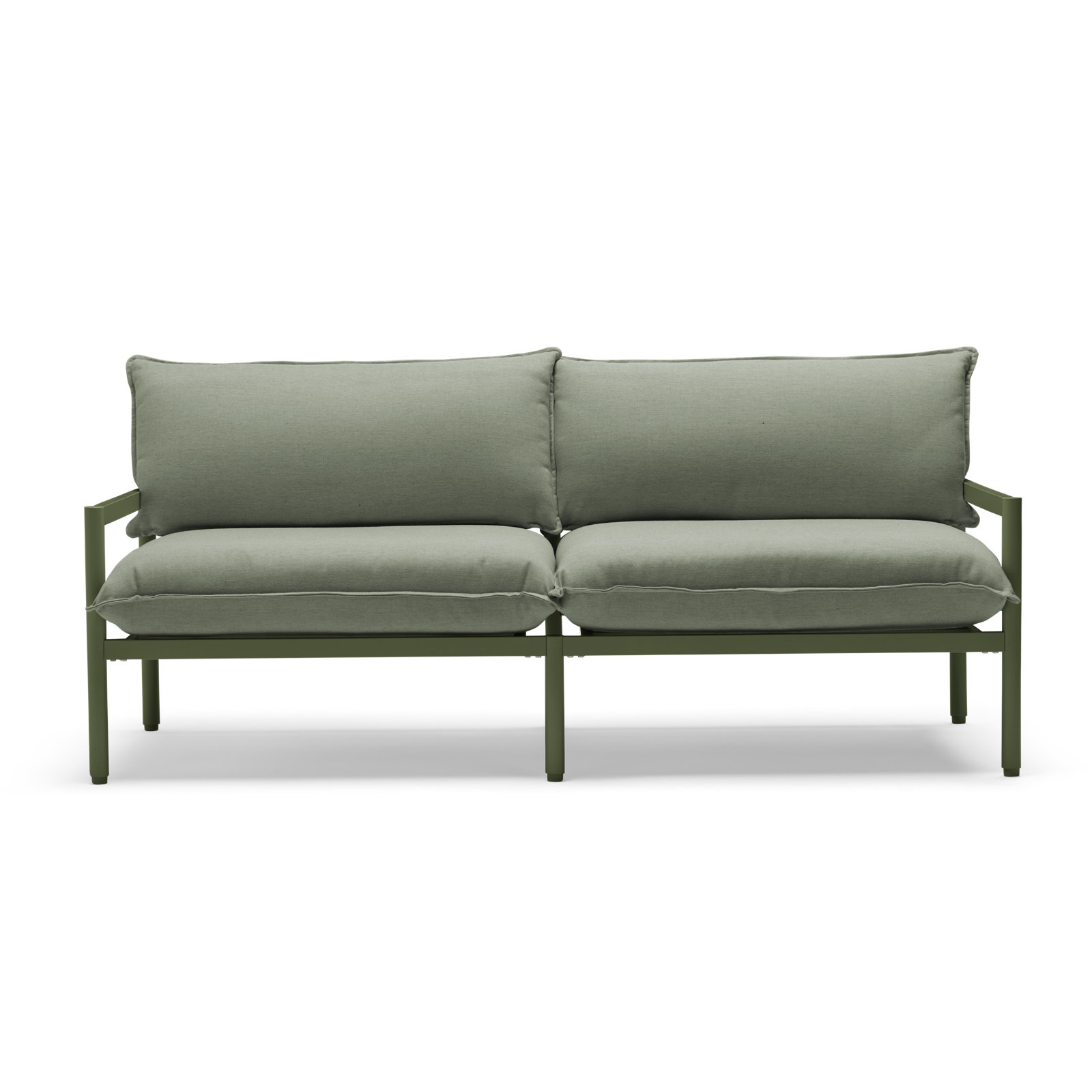 Terra 70.5'' Wide Reversible Powder Coated Aluminum Loveseat with Sunbrella® Cushions, Olive