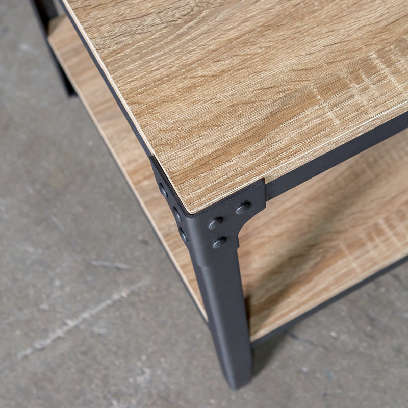 Ensemble de table de bout à 4 pieds avec rangement Gravelle, Bois flotté