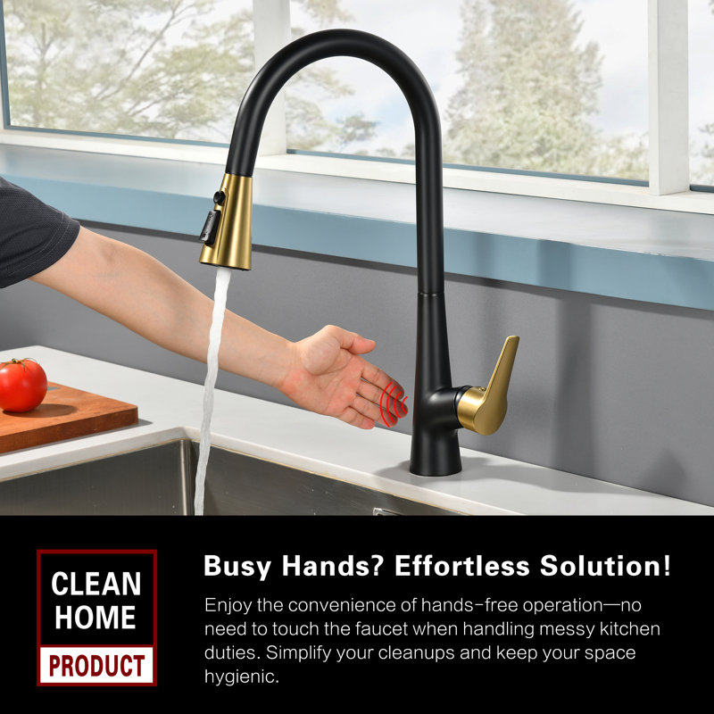 Sumerain Pull-down Kitchen Sink Faucet, Touchless Hands-free Kitchen Faucet, Motion Sensor Kitchen Faucet Commercial Grade