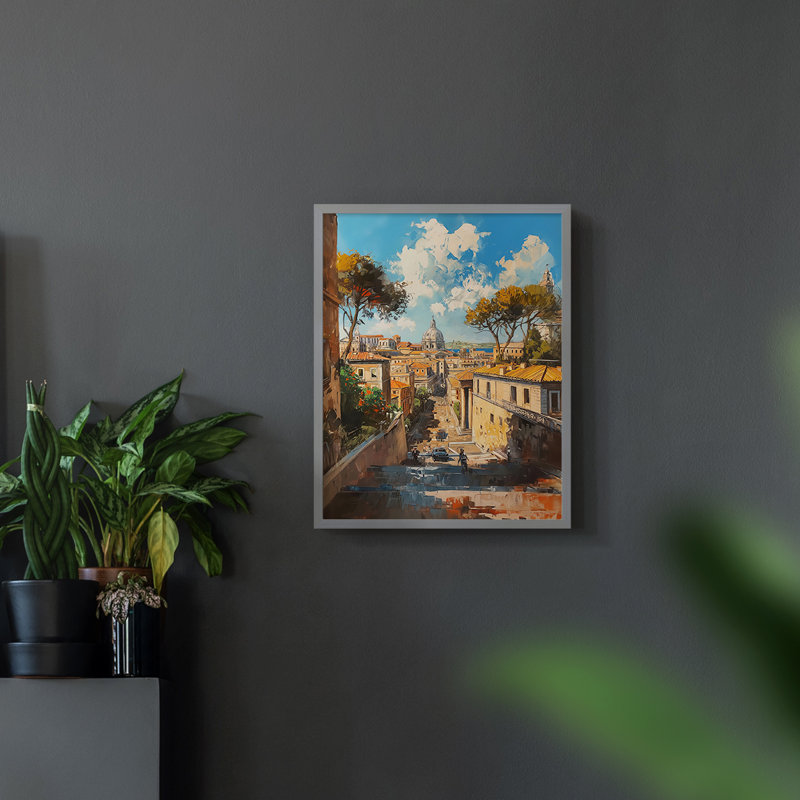 Paysages de la série CCCCXC III - Impression encadrée de qualité supérieure - Prêt à être accroché - Aucun clou requis, Gris