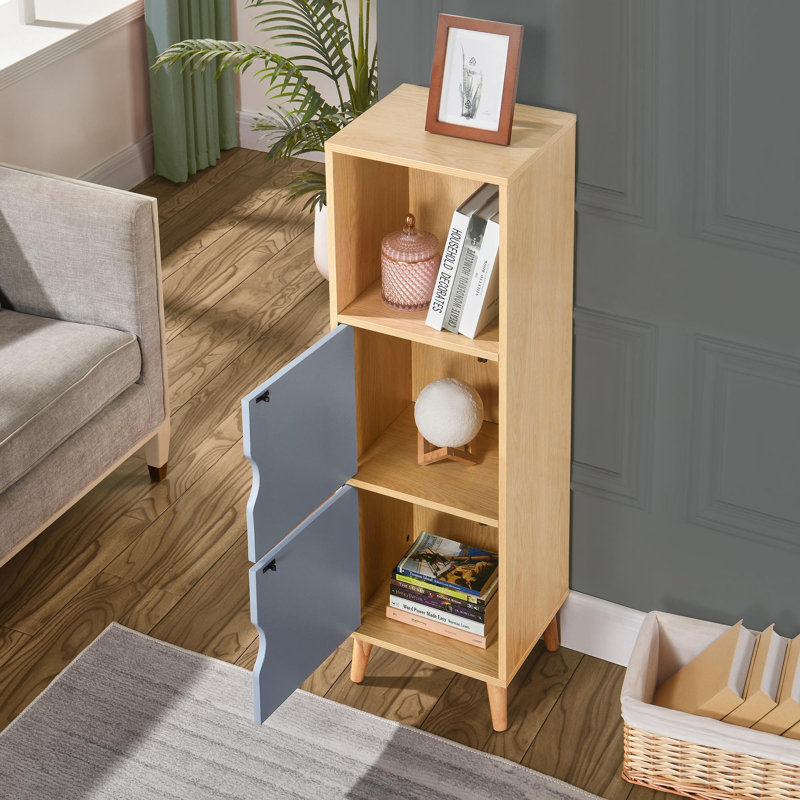 Bibliothèque de rangement Kaddence, Bleu / bois