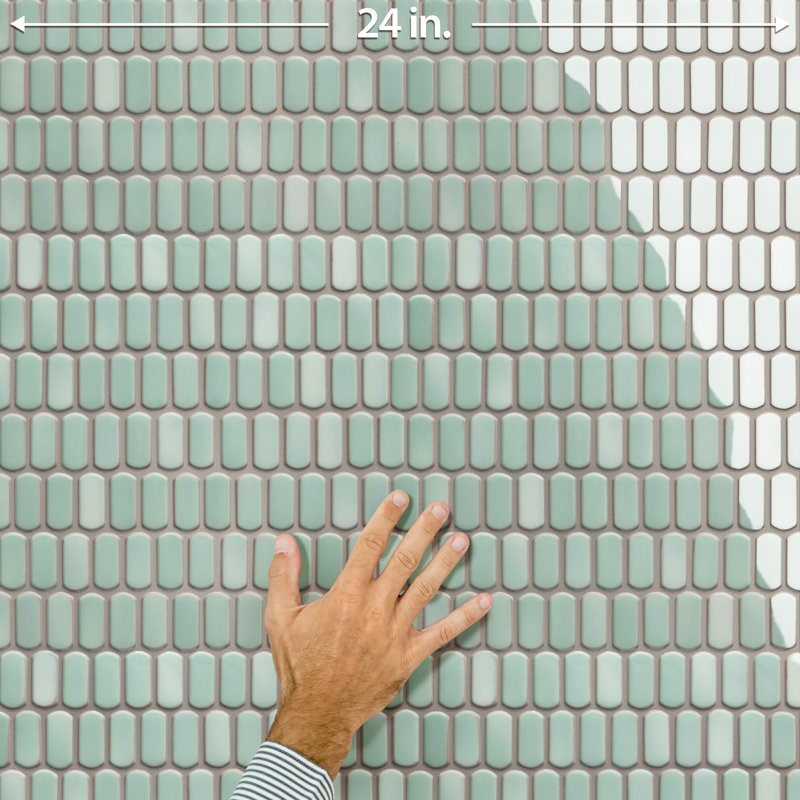 Hudson Capsule 12-1/4 In. X 13-1/8 In. Porcelain Mosaic Tile, Mint Green
