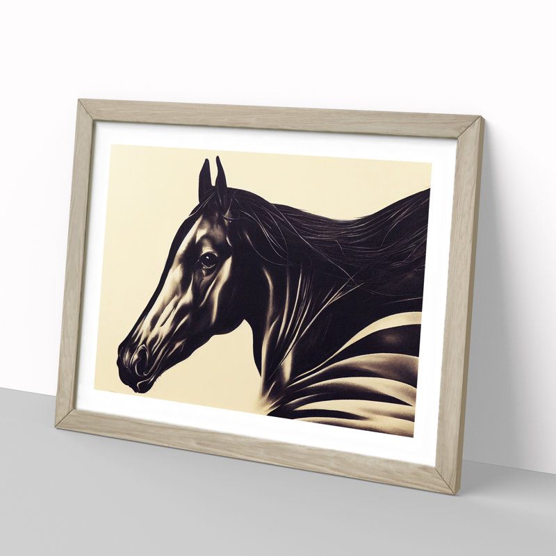 Beauteous Horse - Single Picture Frame Print, 46cm H x 64cm W x 2cm D, Oak Framed