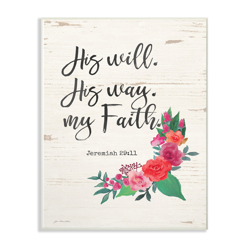 «His Will Way and Faith» par Jo Moulton - reproduction d'art textuel, H 15 po x l 10 po x P 0,5 po, Plaque murale
