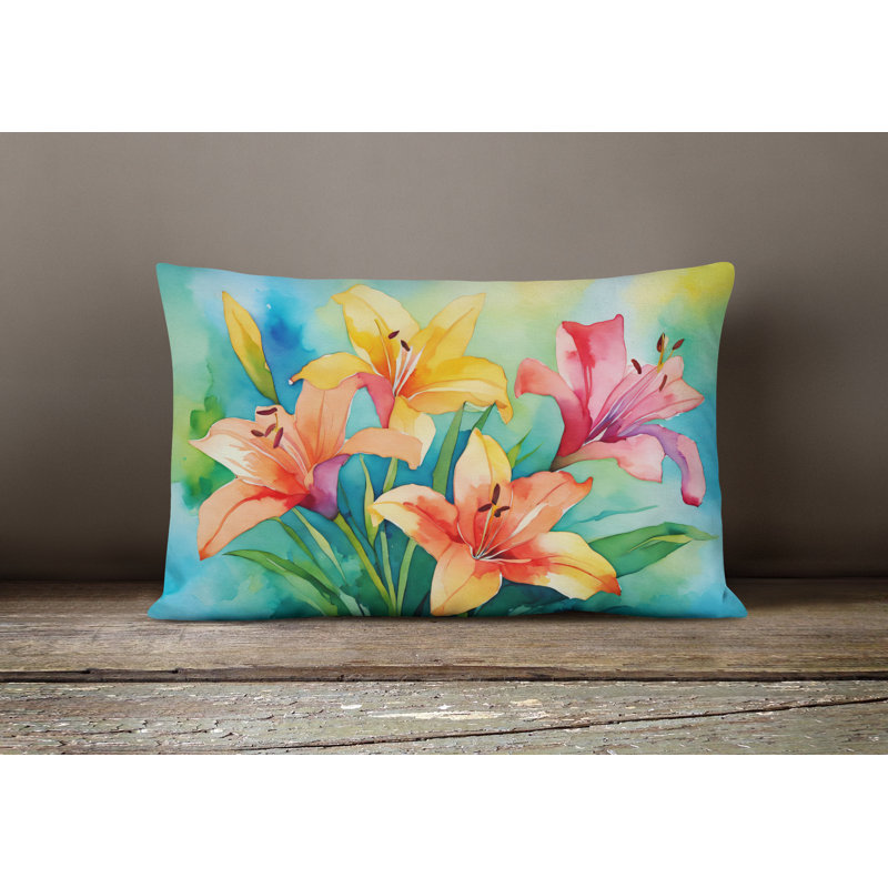 Coussin décoratif lys en aquarelle