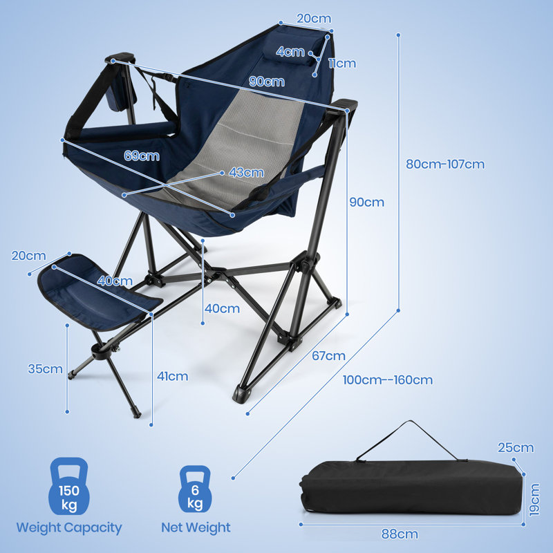 Huseman Folding Camping Chair, Blue