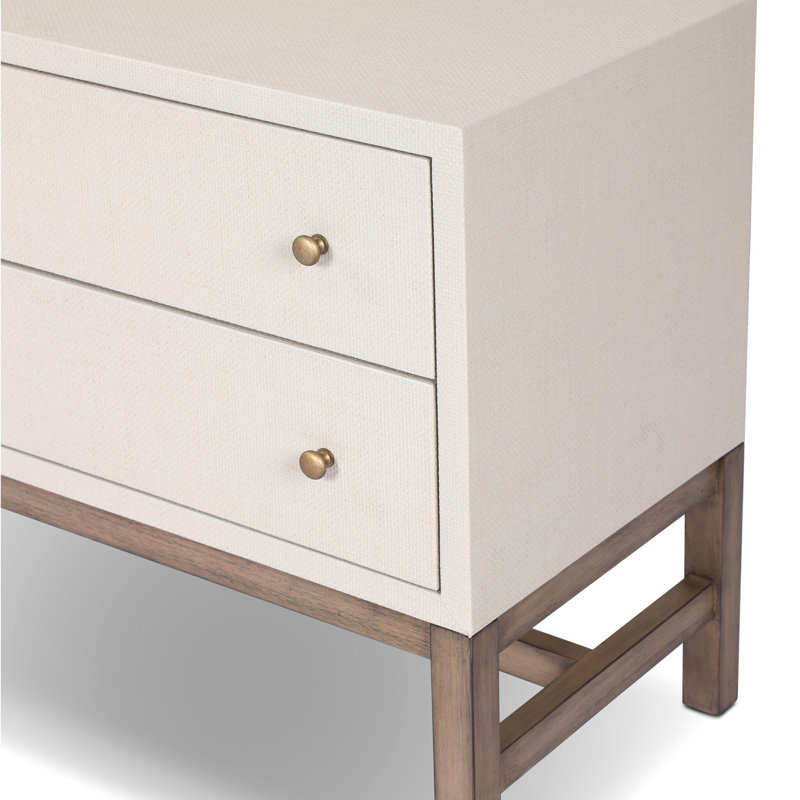 Fiona Nightstand - Black Raffia, Ivory Painted Raffia