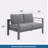 50" All-Weather Aluminum Patio Loveseat With  Thick Dark Gray Cushions & Gray Frame-1973215024