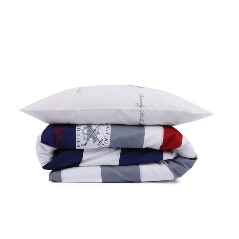 Navy/White/Red Reinforced Cotton 144 TC Duvet Cover Set, Single