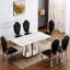 Table de salle à manger rectangulaire 70 po en faux marbre 70 po, base en acier inoxydable, table artisanale exquise 70 po-457815889-457815890