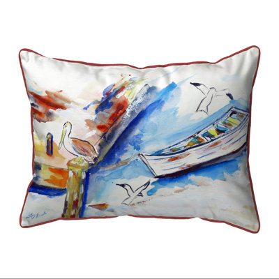  Rowboat and Birds Indoor / Outdoor Rectangular Throw Pillow