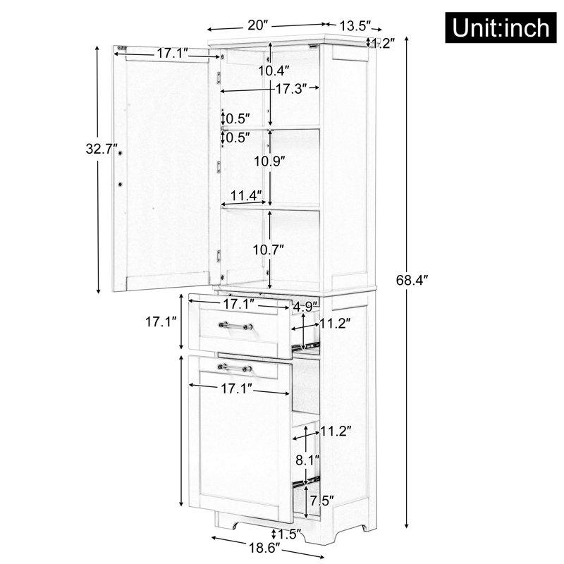 Phelgen Linen Cabinet, Gray