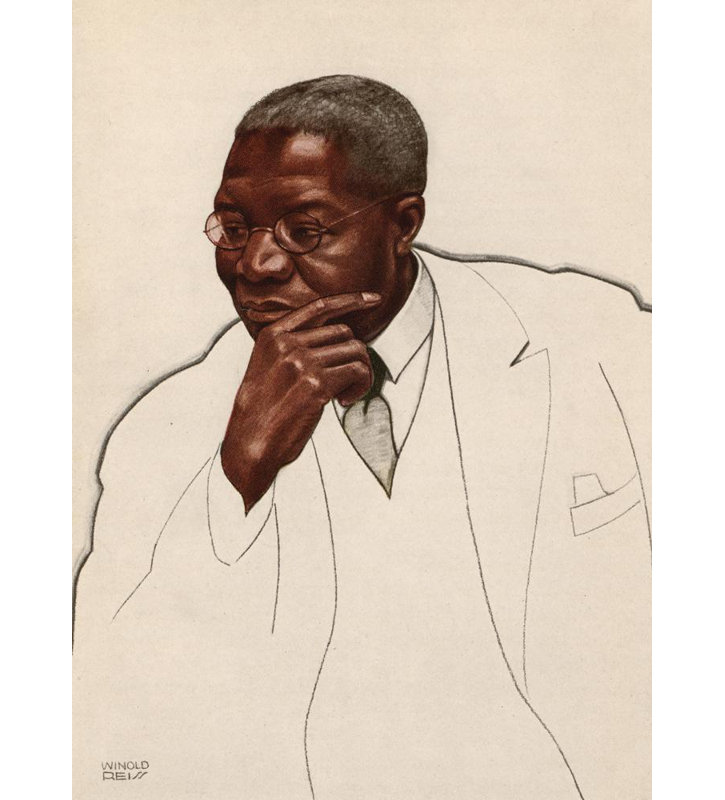 "Robert Russa Moton" par Winold Reiss - Art mural sur toile tendue avec châssis, H 40 po x l 28 po