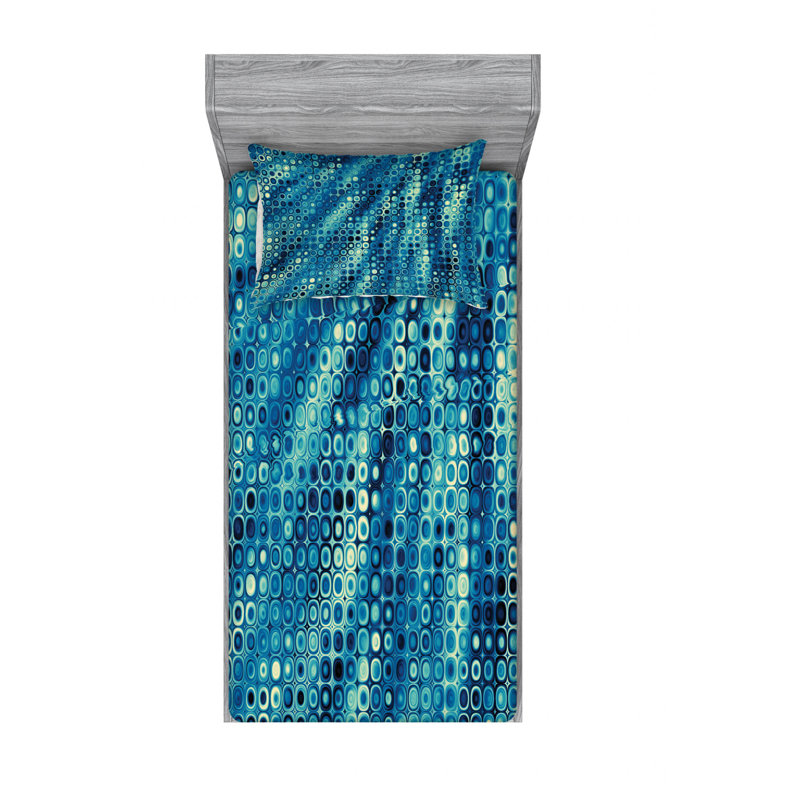 Microfiber Geometric Sheet Set, Twin XL Sheet Set with Fitted Sheet