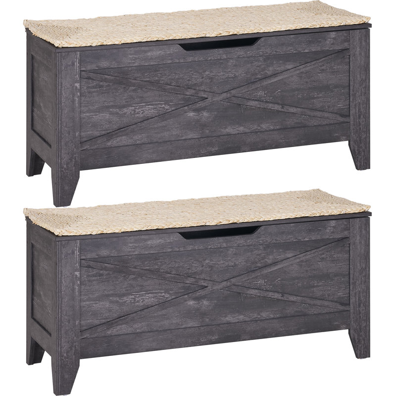 Pania 30" Wide Rectangle Storage Bench, Gray, 18.5" H x 43.3" W x 15" D