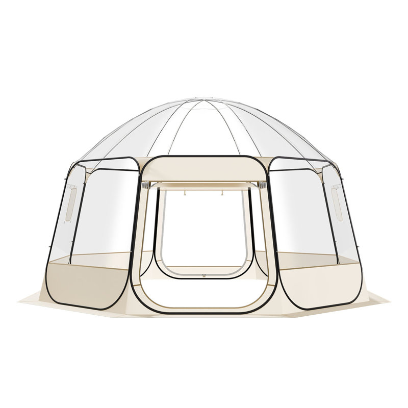 Pop-Up Bubble Tent, 15' x 13.8' Transparent TPU Dome Shelter with Roll-Up Windows for Outdoor Garden and Patio