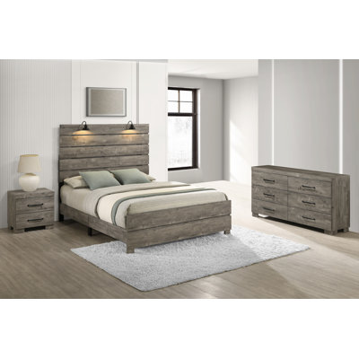 Dixon Antique Gray Panel Bedroom Set With Headlamps by Ophelia & Co.