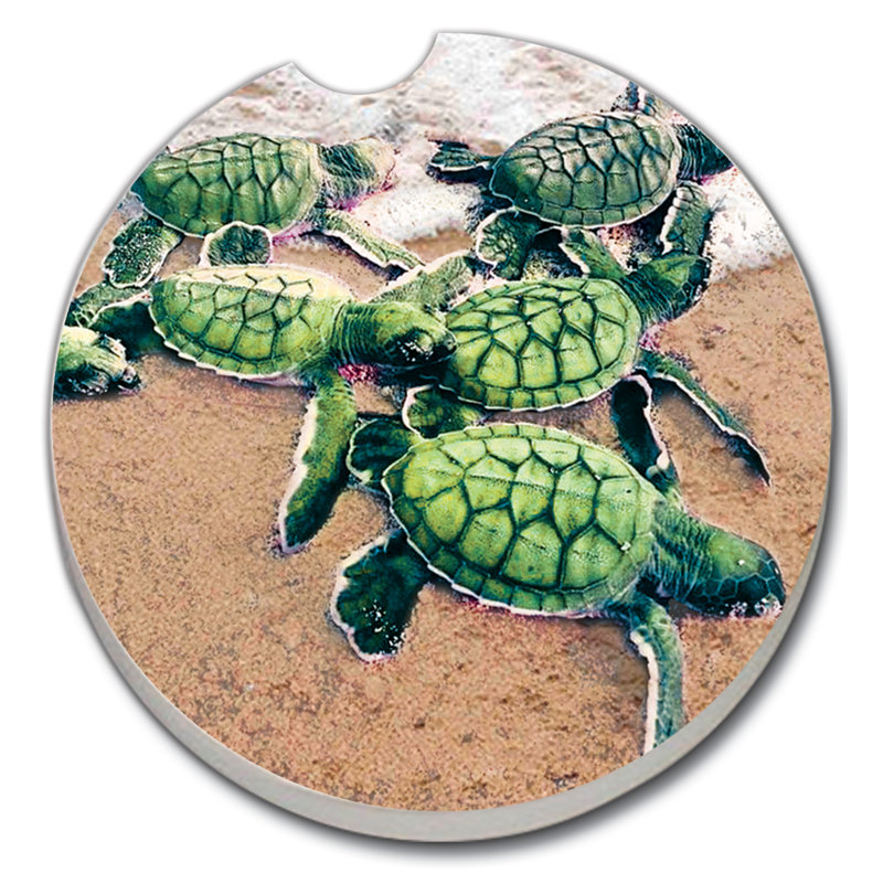 Stoneware Round 2 Piece Car Coaster Set