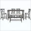 Ensemble de 6 tables de salle à manger à hauteur de comptoir avec 4 chaises et un banc pour la salle à manger-424268224-424268227-424268231-424268236