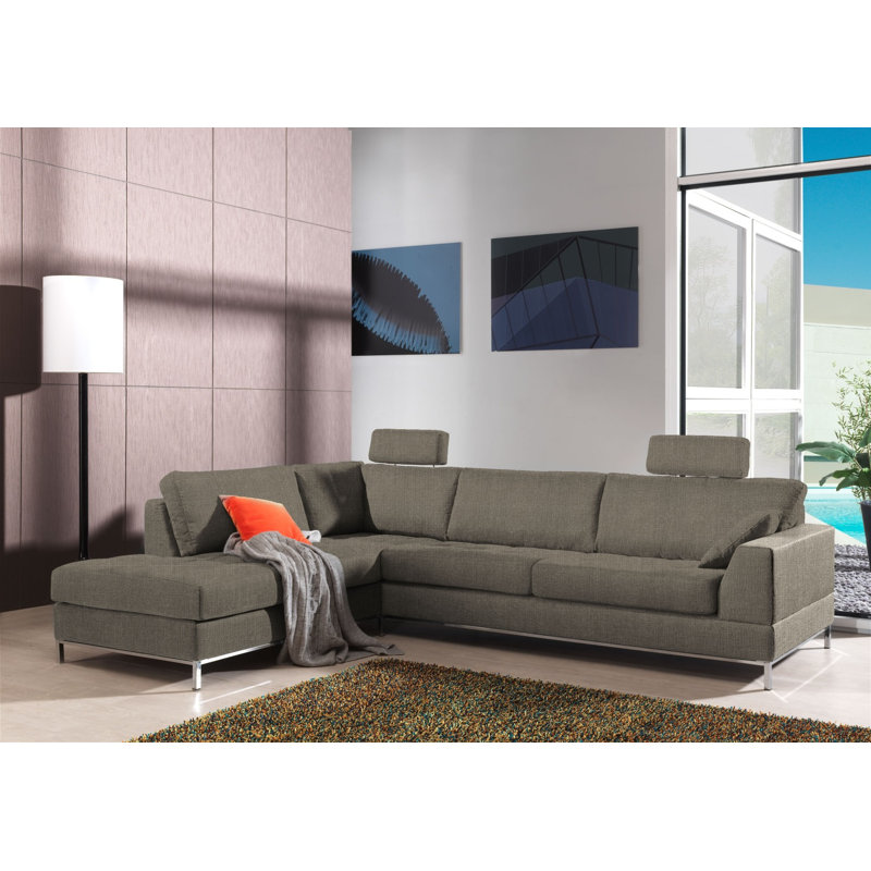 Gino 5 Seater Corner Sofa , Dark beige, Chaise lounge left