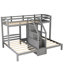 Lit simple au-dessus et superposé gris avec escalier et support - crée un espace de rangement pratique