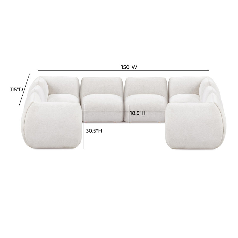 Arezza Stone White Basketweave Modular U-sofa Sectional